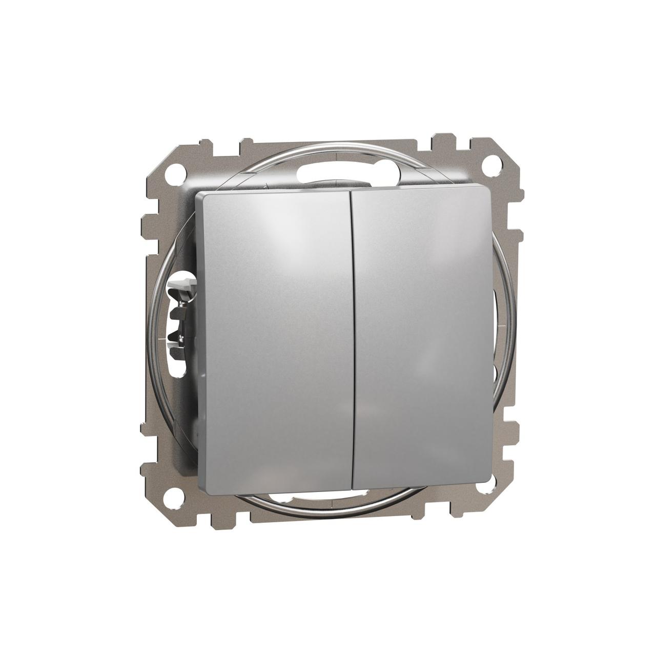Перемикач двоклавішний Schneider Electric Sedna Design (колір - алюміній)