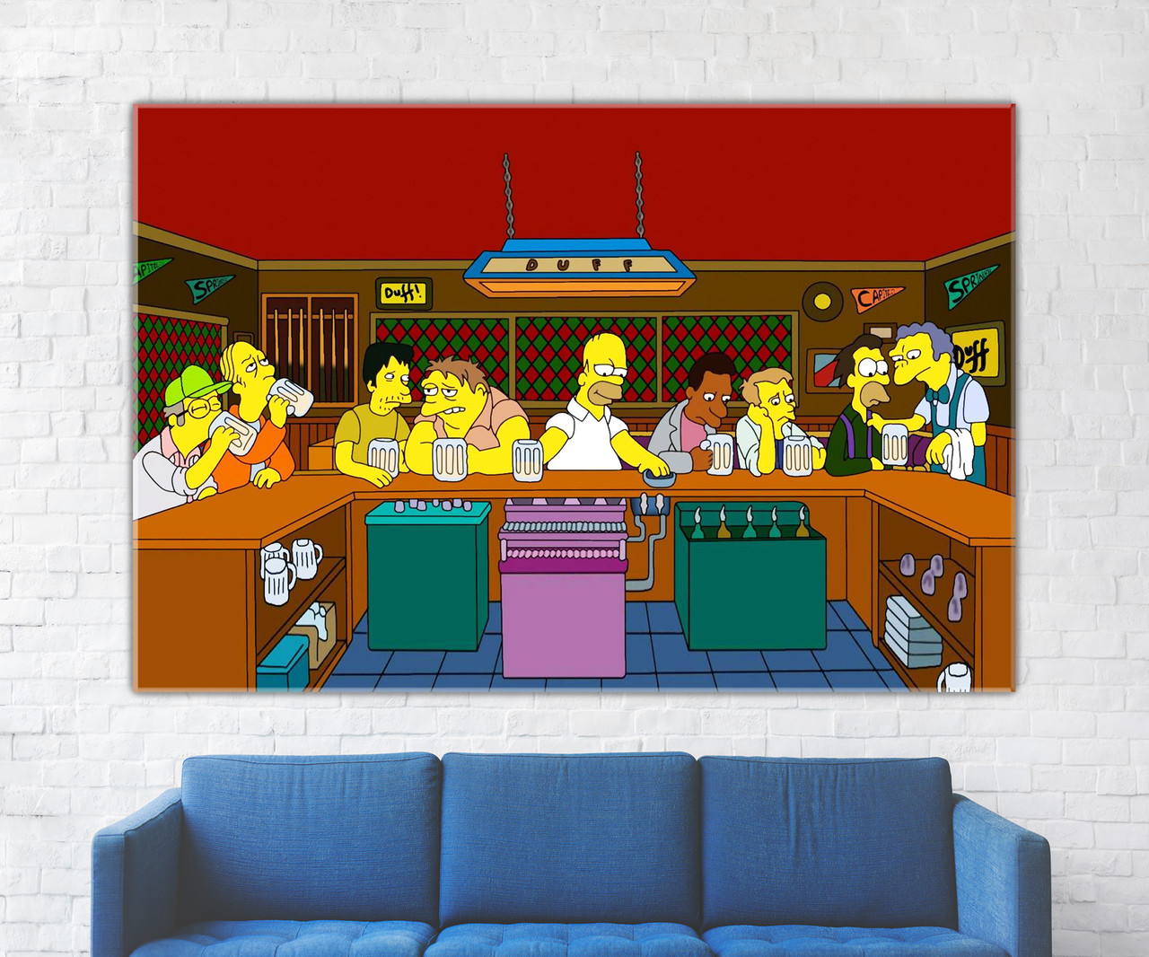Яскрава мультяшна картина на полотні Сімпсони Бар Мо. Преміум якість!, фото 1