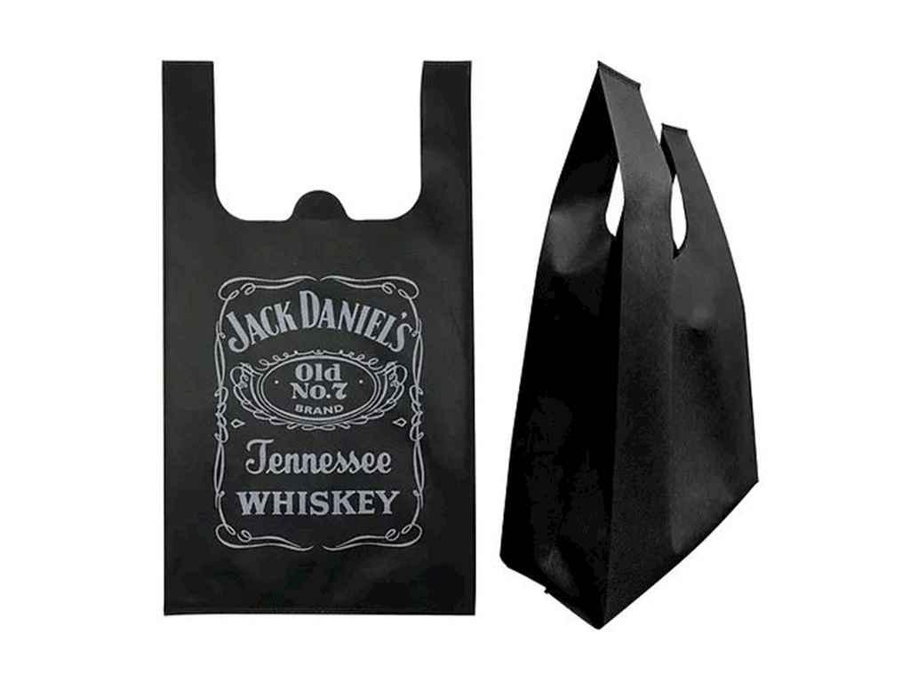 Еко сумка-майка (Автомат) з друком (Jack Daniels флекс 40гр/м кв. чорн 210 11) без замка 300*540*130 ТМ ECOBAG