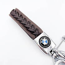 Брелок для ключів шкіряний плетений BMW (БМВ) - Коричневий, фото 2