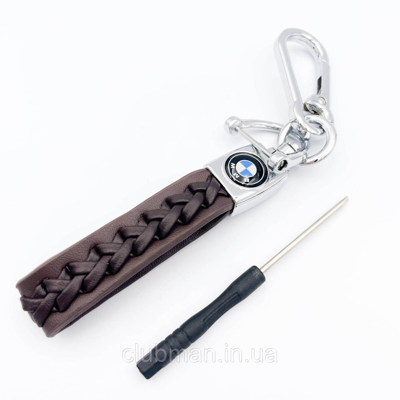 Брелок для ключів шкіряний плетений BMW (БМВ) - Коричневий