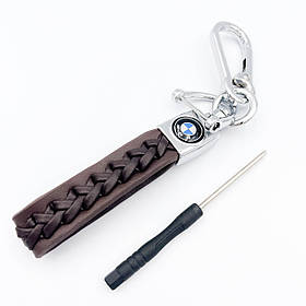 Брелок для ключів шкіряний плетений BMW (БМВ) - Коричневий