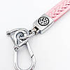 Брелок для ключів шкіряний плетений Volkswagen VW (Фольцваген) - Рожевий, фото 8