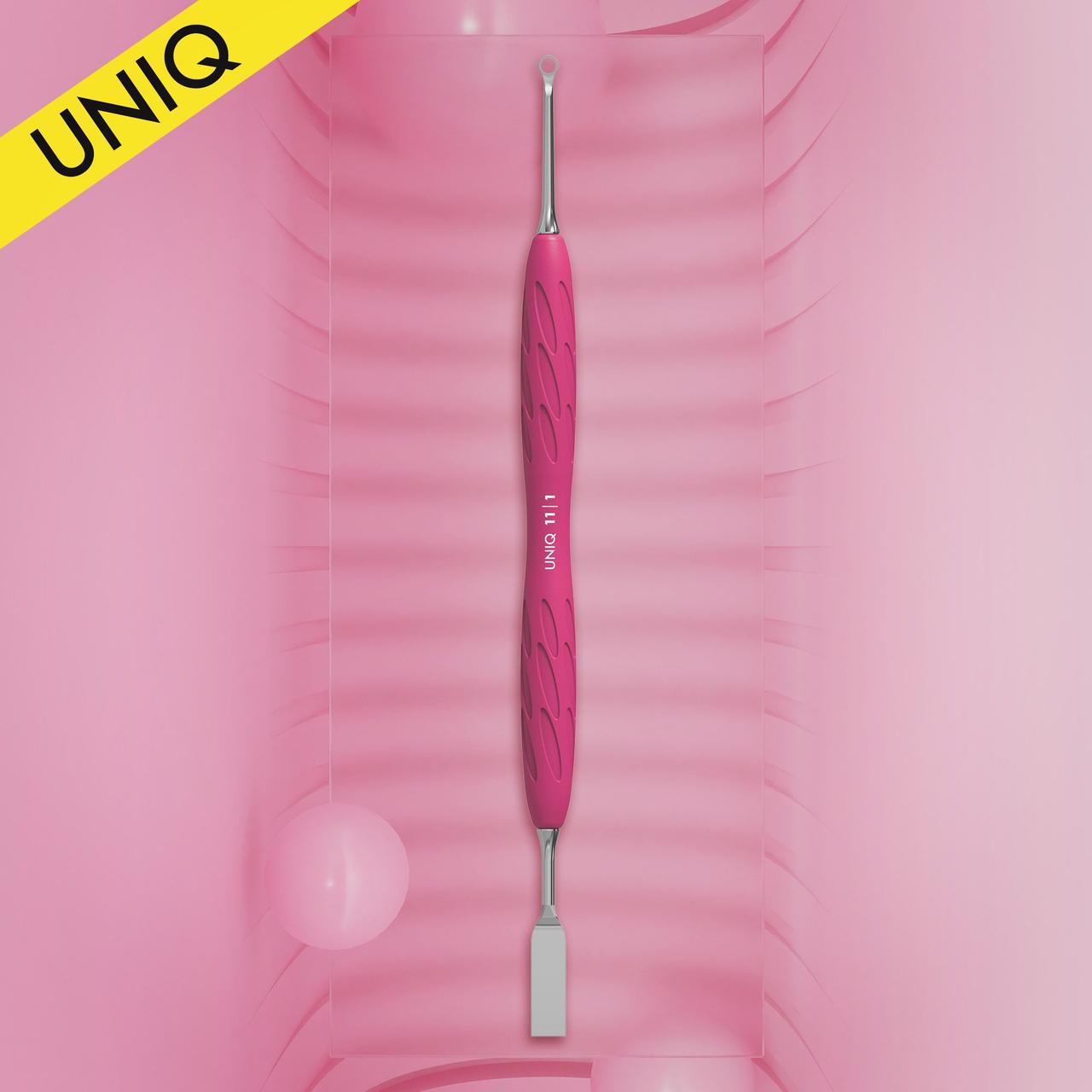 Лопатка манікюрна із силіконовою ручкою Staleks PRO «Gummy» UNIQ 11 TYPE 1 (пушер плоский прямий + кільце)