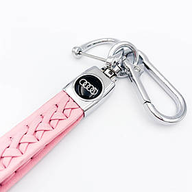 Брелок для ключів шкіряний плетений AUDI (Ауді) - Рожевий