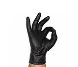 НІТРИЛОВІ оглядові рукавички, без пудри, ЧОРНІ, р. XS, 100 шт (50 пар), пл. 4 г, фото 5