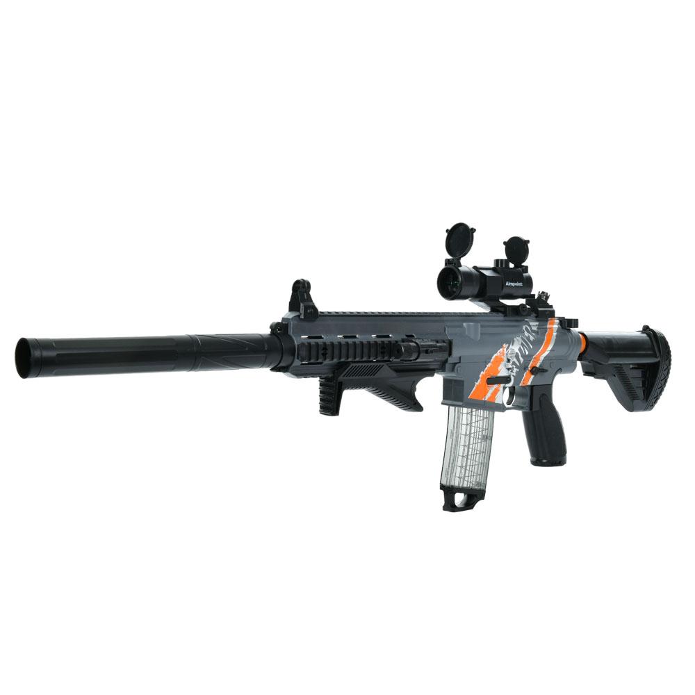 Дитячий іграшковий автомат M632 96 см, акумулятор, м'які кулі-присоски 30 шт., приціл, світло, лазер, окуляри