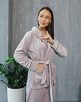 Женский велюровый пижамный комплект Батал, домашний костюм, пижама велюр перламутр Шаль Большие размер