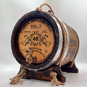 Дубова Бочка для вина 10 л. Бочка під Самогон, Віскі, Коньяк, Бочка з Гравіровкою на Подарунок