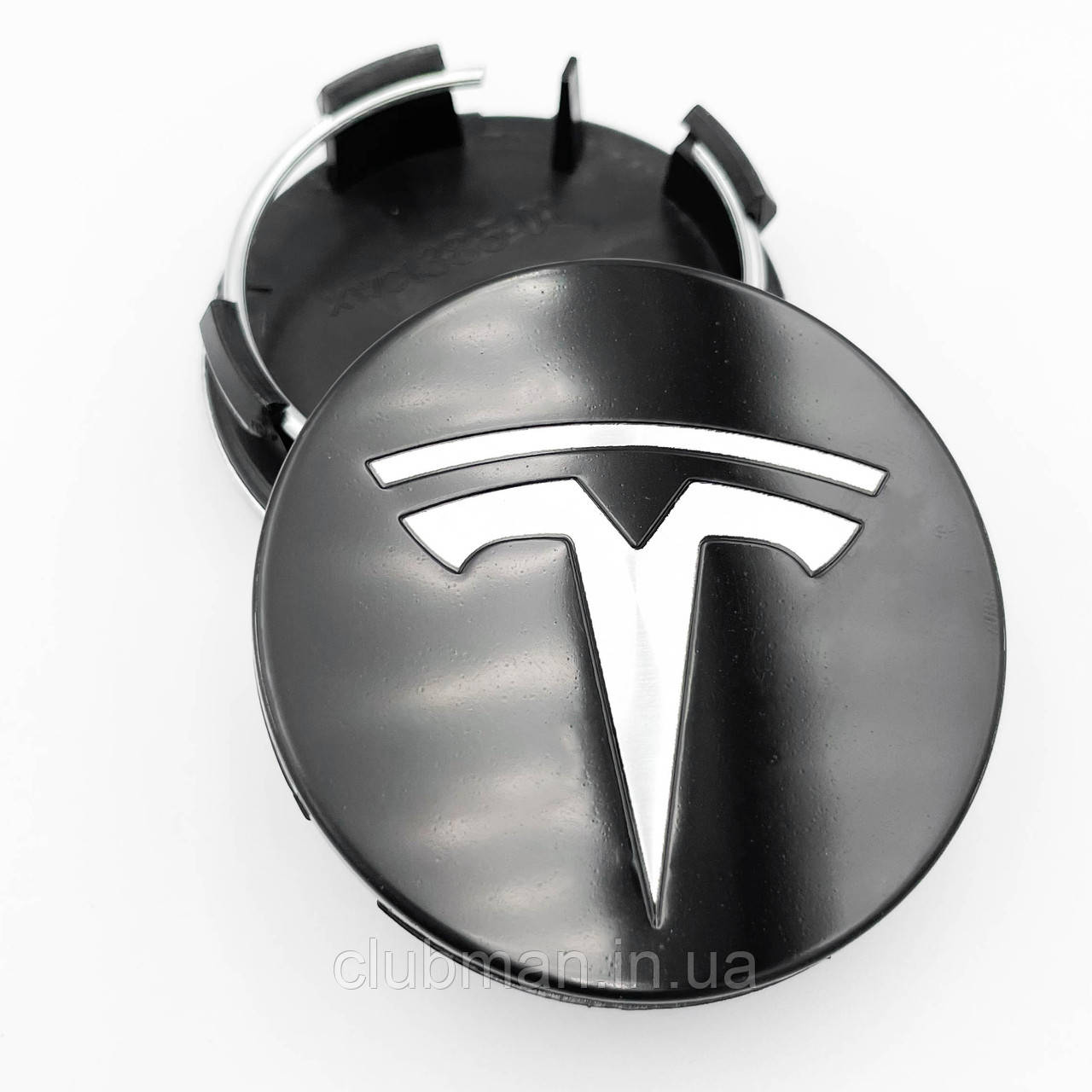 Ковпачки (заглушки) на диски TESLA (Тесла) 58 мм Чорний Білий лого (6005879-00-A, TLB0011)
