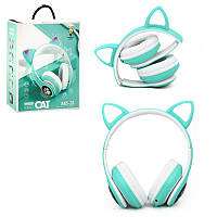 Наушники CAT с кошачьими ушками Bluetooth 400 мАч ( MP3/ FM ) STN-28 Бирюзовые