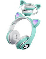 Навушники CAT з котячими вушками Bluetooth 400 мАг ( MP3/ FM ) STN-28 Бірюзові