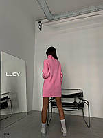 Жіноча тепла коротка сукня гольф вільного крою р. 42-46 рожевий