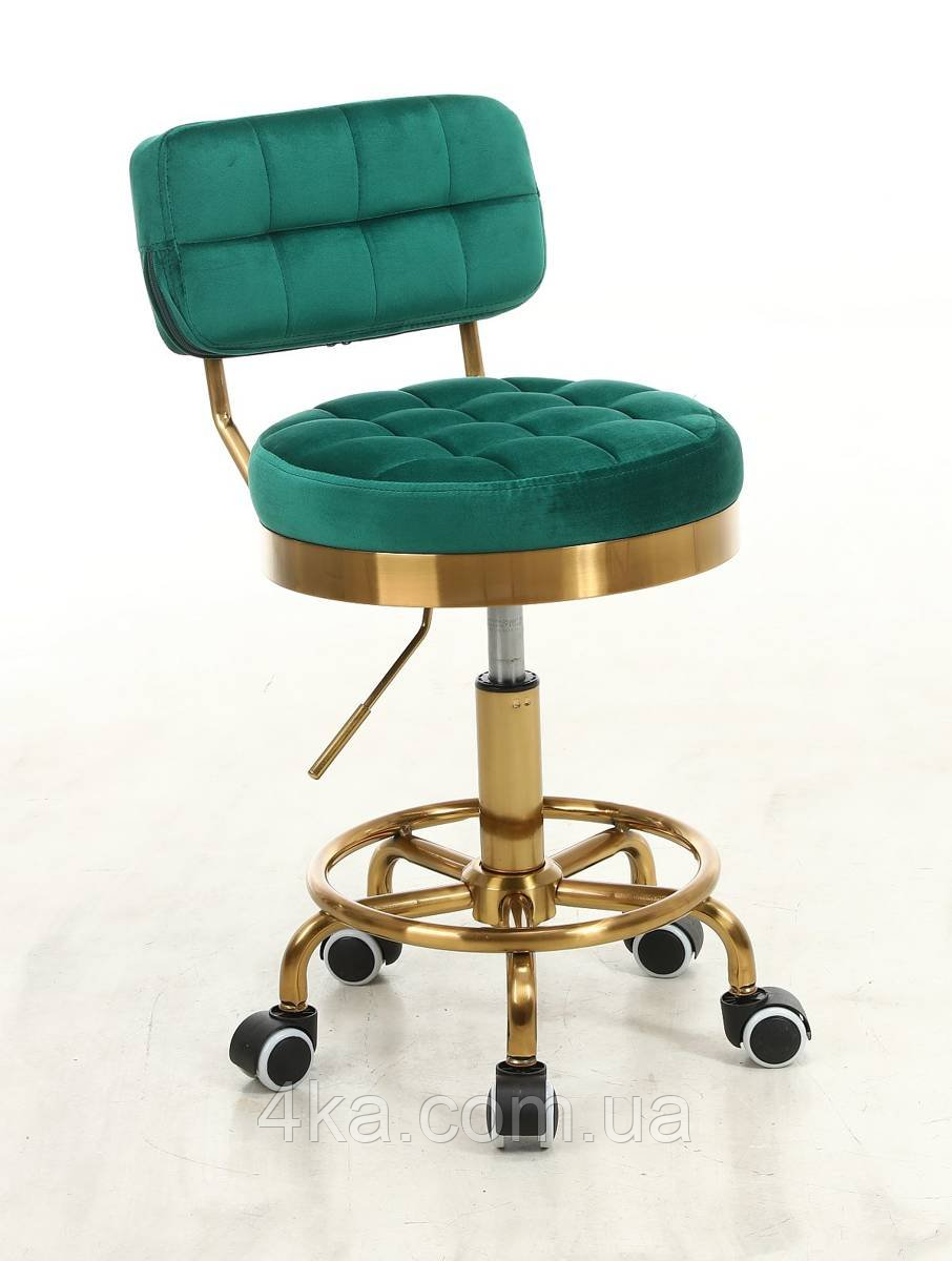 Крісло на колесах НR636К, велюр, зелене, база золото
