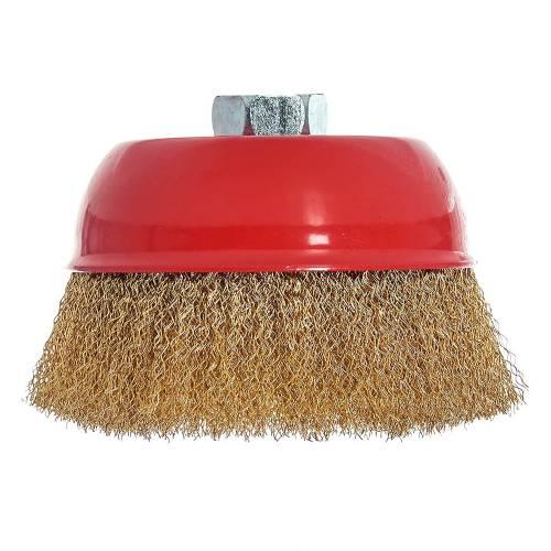 Щітка-чашка Vitals гофрована латунова 125 мм М14, 0,3 мм, фото 1