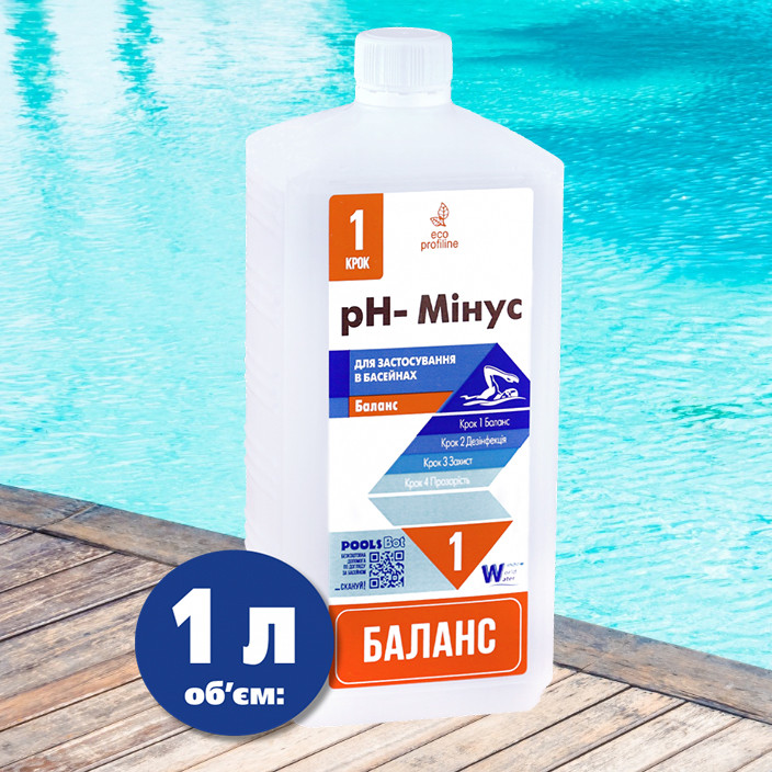 Water World Window pH-Minus препарат для зниження рівня pH рідкий, 1 л, фото 1