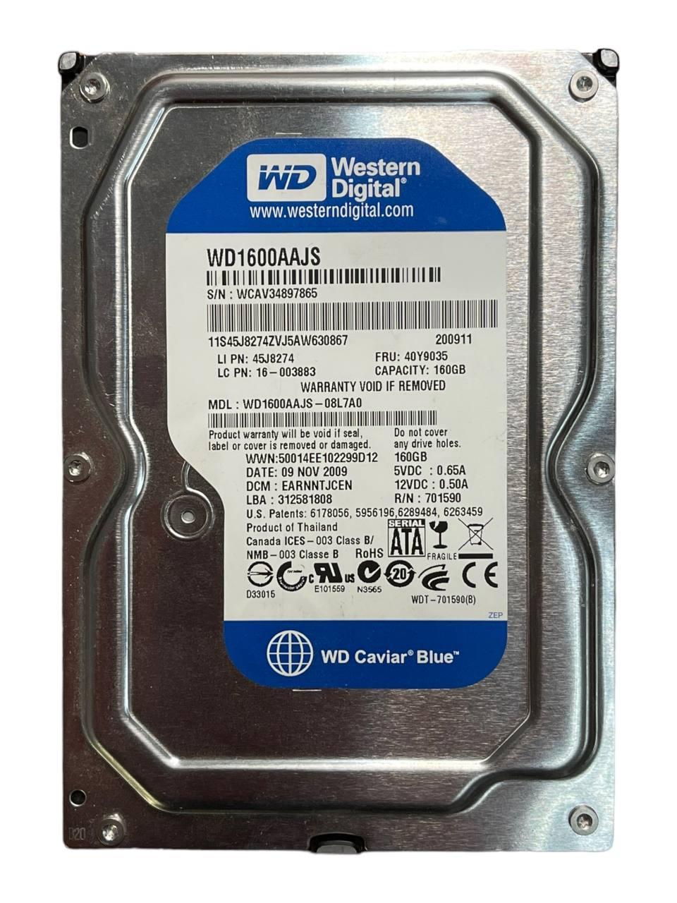 Жорсткий диск 3.5" 160GB Western Digital Blue | WD1600AAJS | 7200 об/хв | SATA III Б/В
