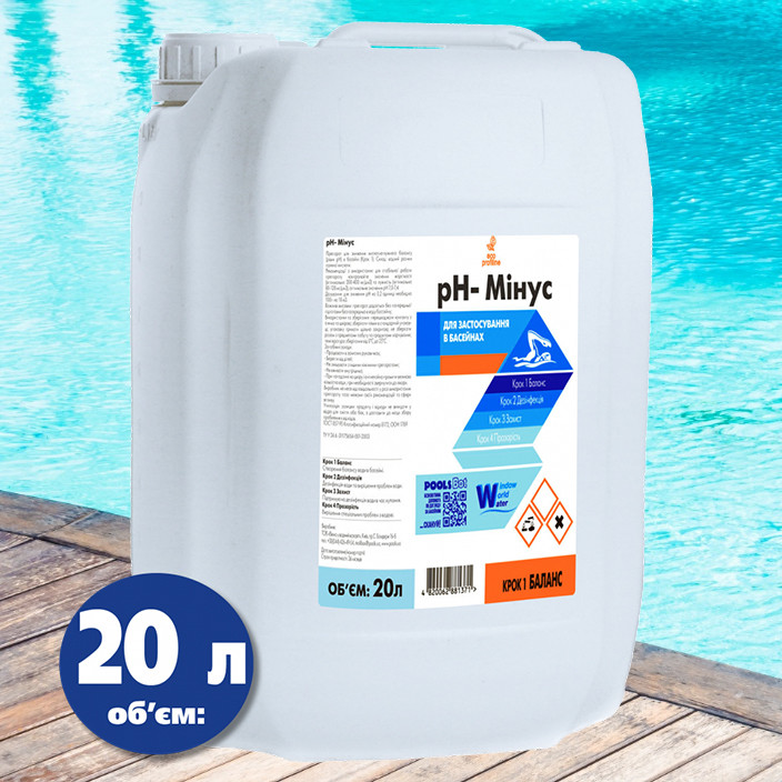 Water World Window pH-Minus препарат для зниження рівня pH рідкий, 20 л