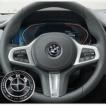 Емблема (значок) в кермо Ювілейні 50 років BMW (БМВ) Motorsport (напис по колу) - Чорно Чорна 45 мм, фото 3