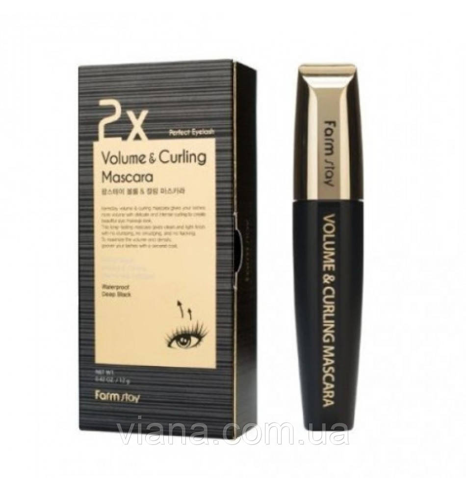 Туш для вій Об*єм і підкручування FarmStay 2X Volume & Curling Mascara 12 g