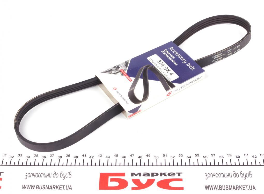 Ремінь генератора Fiat Doblo 1.6 01- (4PK874) HUTCHINSON 874 SK 4 UA62, фото 1