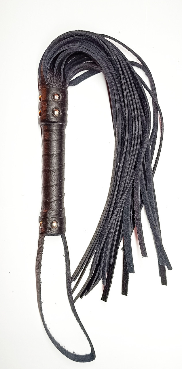 Флогер комбінований зі шкіряною ручкою 31 хвостом завдовжки 36 см Чорний, фото 1
