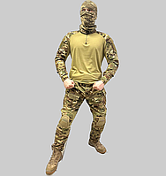Тактический боевой костюм с наколенниками и налокотниками из ткани рип-стоп