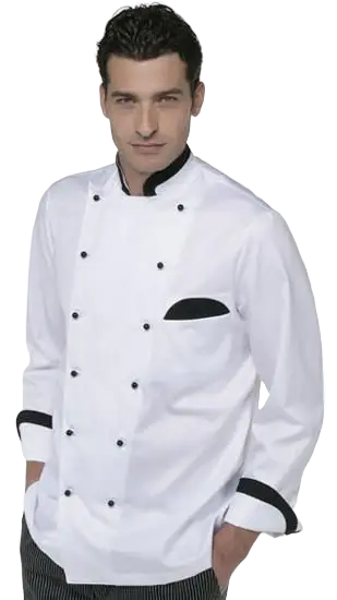 Купальник кухаря чоловічий білий із чорними пуклами - фото 1 - id-p77646369
