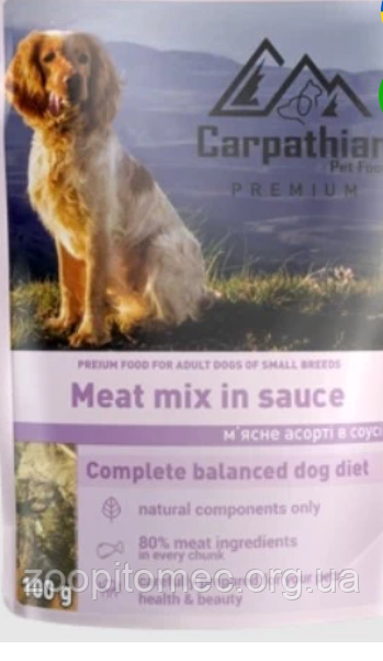 Вологий корм для собак Carpathian Pet Food (Карпатион) М'ясне асорті в соусі, 100 г, фото 1