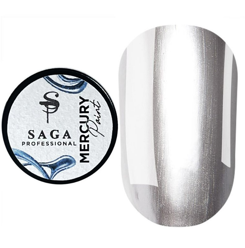 Металева гель - фарба срібло Saga professional Mercury Paint 5мл
