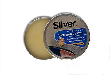 Віск безбарвний для взуття з гладкої шкіри Silver 50мл, фото 1