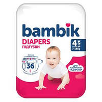 Підгузки дитячі одноразові Bambik 4 MAXI 7-18 кг 36 шт.