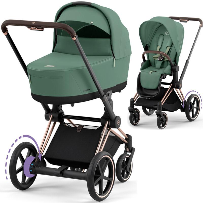 Коляска Cybex e-Priam 2 в 1 Leaf Green шасі Rosegold