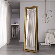 Золоті дзеркала для ванних кімнат 176х56 стильне в широкій рамі, дзеркало підлогове велике на повний зріст