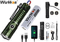 Ліхтар Wurkkos TS22 Green + Акумулятор 5000 mAh (4500LM, 4700k, Cree XHP70.2, 21700, Type-C, PowerBank)