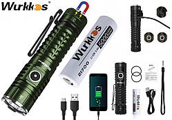 Ліхтар Wurkkos TS22 Green + Акумулятор 5000 mAh (4500LM, 4700k, Cree XHP70.2, 21700, Type-C, PowerBank)