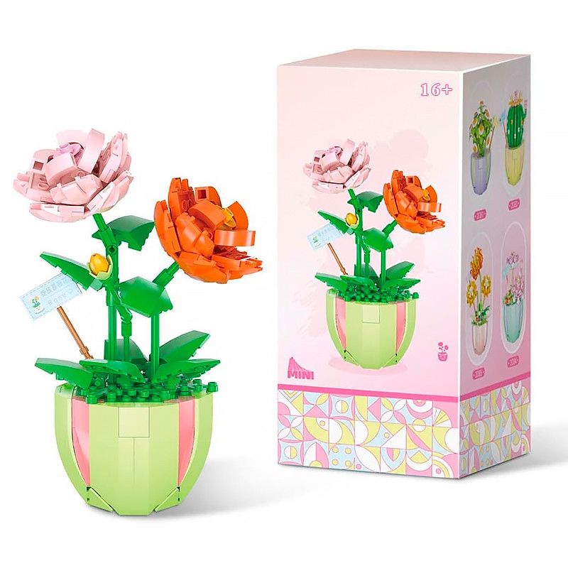 3D конструктор набір будівельних блоків YZ 2080 квітковий конструктор Троянда 330 деталей, фото 1