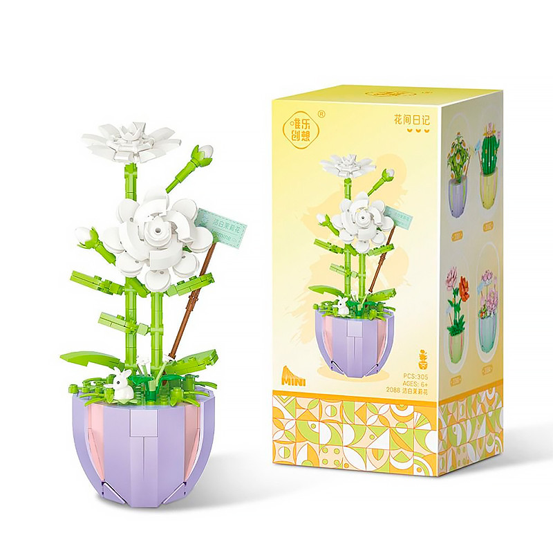 3D конструктор-набір будівельних блоків YZ 2088 квітковий конструктор Жасмин 305 деталей, фото 1