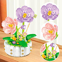 3D конструктор набір будівельних блоків YZ 2140 квітковий конструктор Фіалки 468 деталей, фото 3