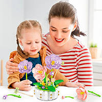 3D конструктор набір будівельних блоків YZ 2140 квітковий конструктор Фіалки 468 деталей, фото 4