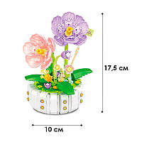 3D конструктор набір будівельних блоків YZ 2140 квітковий конструктор Фіалки 468 деталей, фото 7