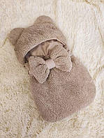 Меховой конверт спальник Тедди для новорожденных, капучино