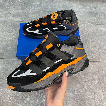 Чоловічі кросівки Adidas Niteball Black Orange Адідас Найтбол чорно помаранчеві кеди замшеві, фото 1