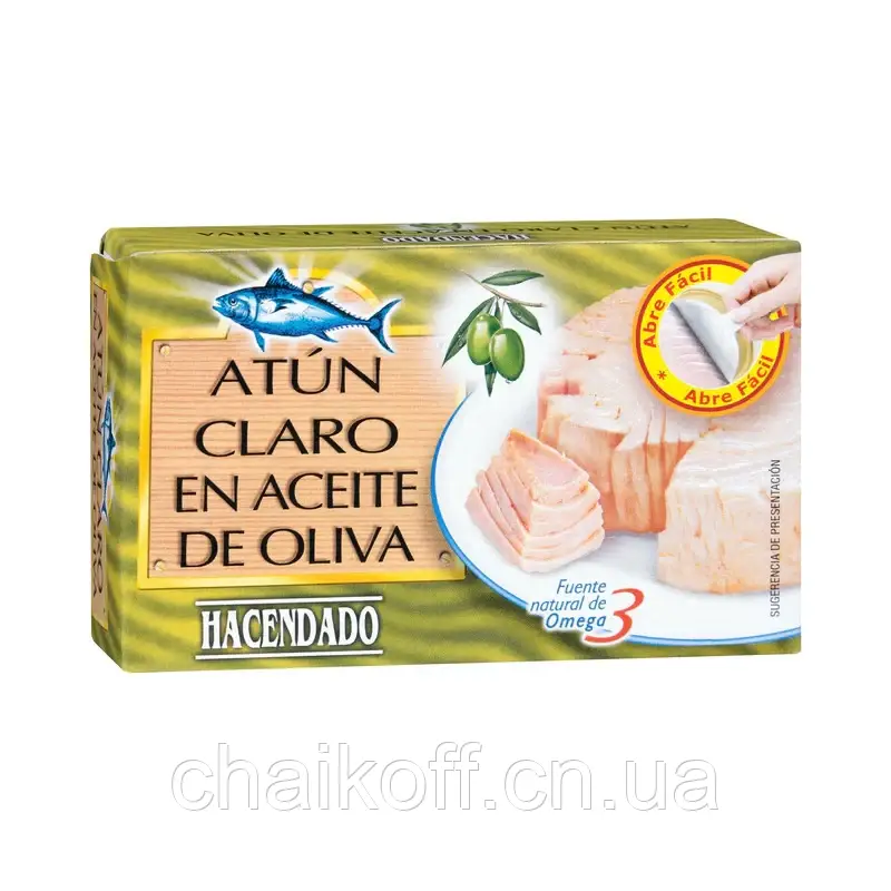 Тунець в оливковій олії Hacendado Atön claro en aceite de oliva 111g (Іспанія)