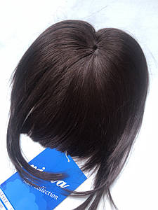 Челка накладна рівна колір каштанова з червоним