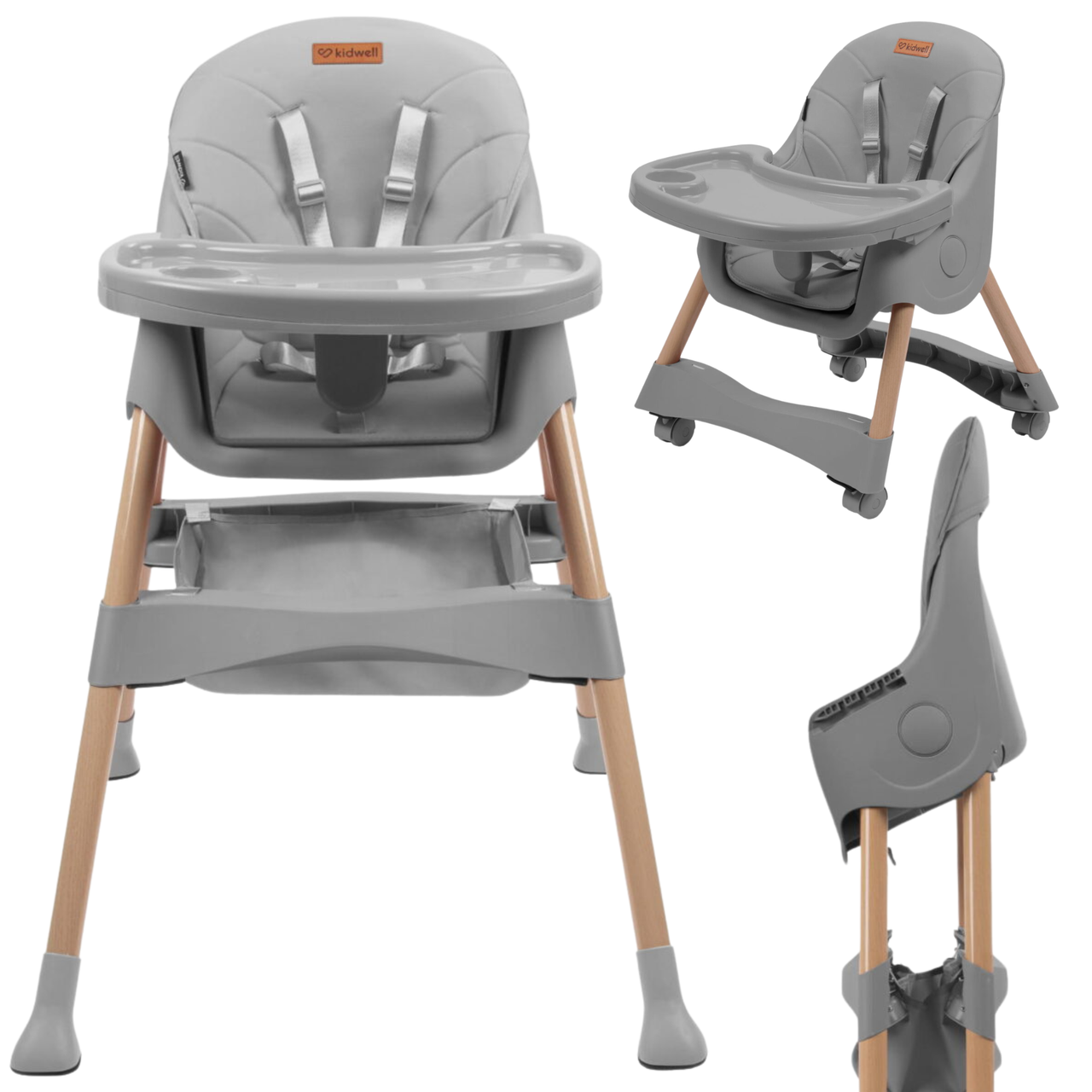 Многофункциональный детский столик стульчик для кормления Kidwell Karimi Grey, Стульчики трансформеры детей - фото 1 - id-p2050168032
