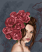 Картина по номерам Леди в розах, Премиум в термопакете 40*50см, ТМ Brushme, Украина
