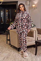 Пижамный женский теплый костюм. Пижама женская тщатся махровая кофта и штаны 42 44 46 48 50 52 54 56