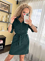 Короткое женское платье из вельвета с рукавом 3/4 "Vesta"