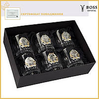 Сет хрустальных стаканов Boss Crystal «Сенатор люкс», 6 бокалов, золото 24Kt., серебро 925 пробы, эко-хруст